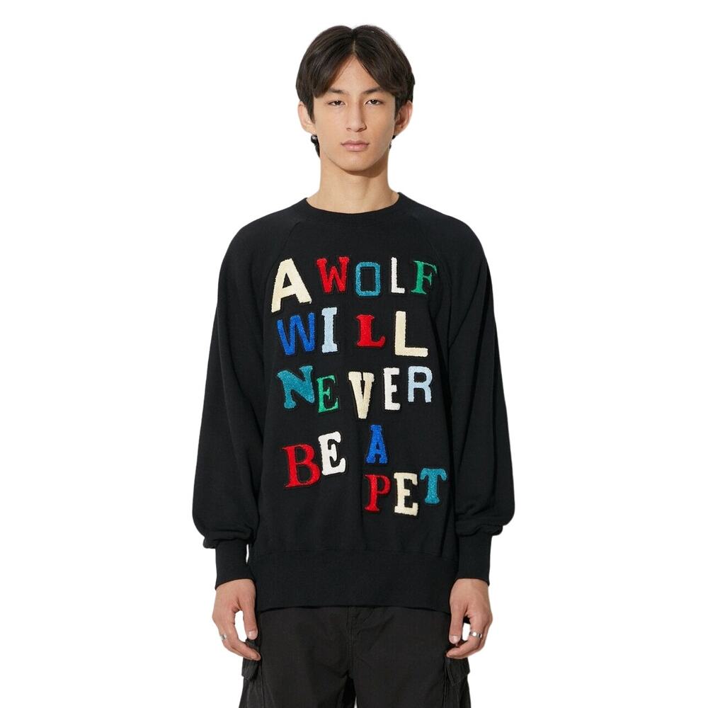 Undercover Slogan Pullover Sweatshirt Cotton Crew Neck Side Zip Cozy L